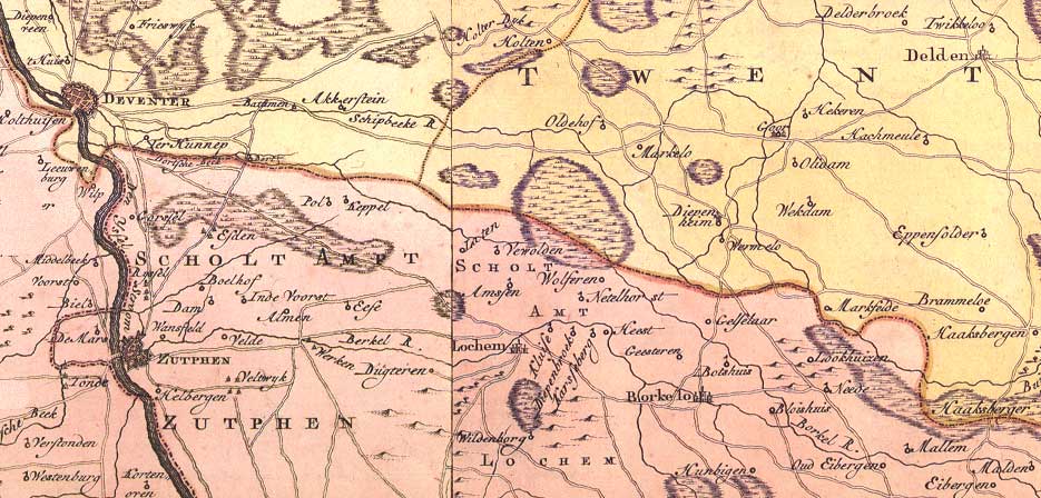 Kaart Overijssel en Gelderland