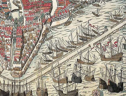 Amsterdam detail van kaart Cornelis Anthonisz 