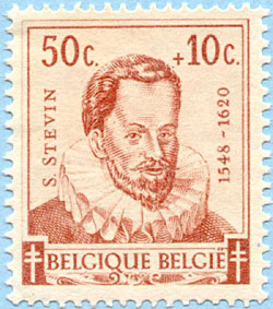 Simon Stevin op een zegel van Belgie