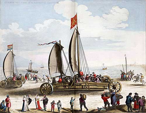 Zeilwagen reed tussen Scheveningen en Petten