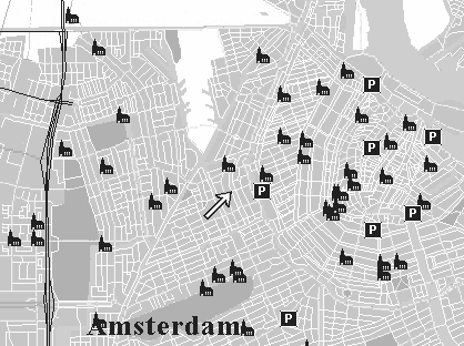 De pijl wijst de Bilderdijkstraat aan