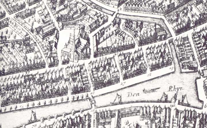 Hugenoten uit Brugge vluchten in 1584 naar Leiden waar zij in de Onze Lieve Vrouwekerk Franstalige diensten houden