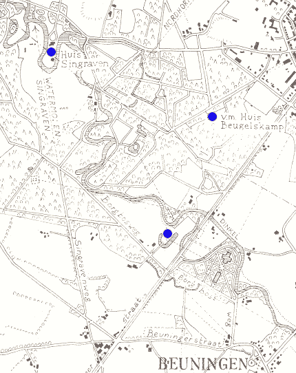 Kaart van Beuningen en Denekamp