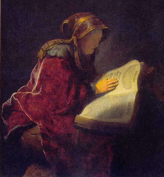 De dochter van Elisabeth van
Tetrode staat hier model voor het schilderij dat waarschijnlijk de profetes Anna voorstelt
