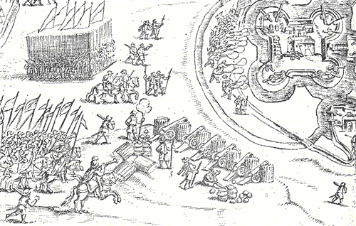 Prins Maurits belegert en verovert Lingen in 1597 nadat Twente is bevrijd