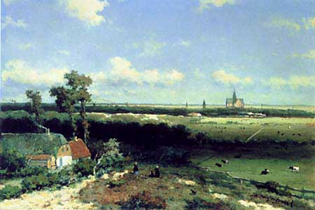 Johannes Weissenbruch (Haagse School) 1848
gezicht op Haarlem vanuit Tetterode