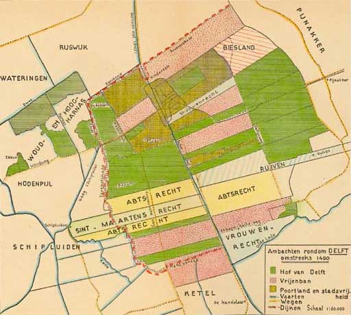 Delft en omliggende ambachten rond 1400