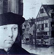 Burgemeester Dirk Ottens van Leiden voor een brouwerij - Door Cornelis Engelbrechtsz 1518 Kon. Museum Brussel