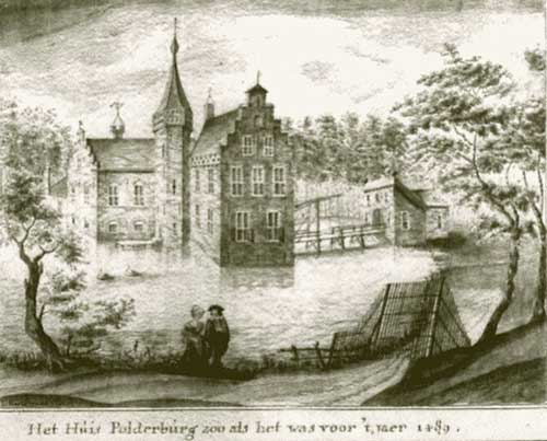 Tekening Polderburg is van J. Kortebant