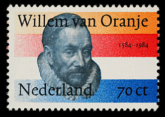 Willem van Oranje op een postzegel vereeuwigd