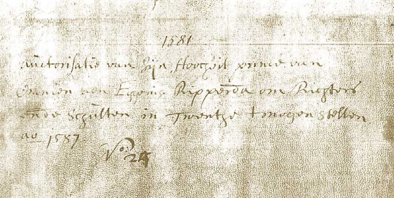 Willem van Oranje stuurt Eggerik Ripperda in 1581 een brief