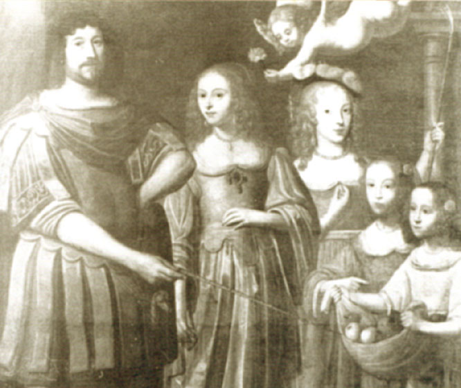 Willem Ripperda met vrouw en dochters