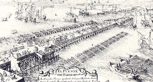 De brug van Farnese, hertog van Parma