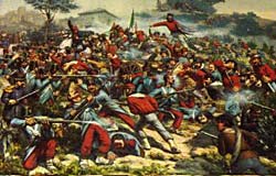 De roodhemden van Garibaldi in gevecht