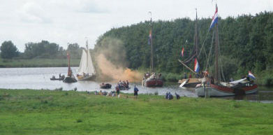 Watergeuzen vallen de schans bij Zoutkamp aan