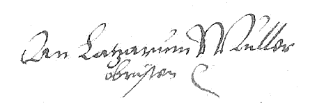 Handtekening van Lazarus Muller uit 1568