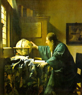 Johan Vermeer schildert de beroemde globe van Hondius