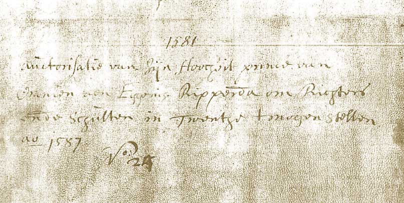Willem van Oranje stuurt Eggerik Ripperda in 1581 een brief