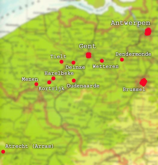 De kaart van Vlaanderen