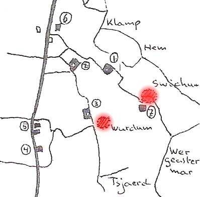 Kaart van Wirdum en Swichum
