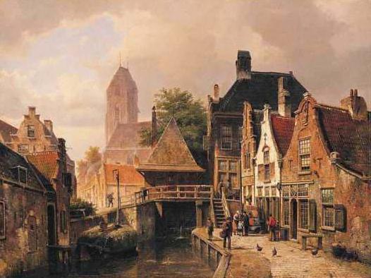 Willem Koekkoek schuildert in 1867 Oudewater